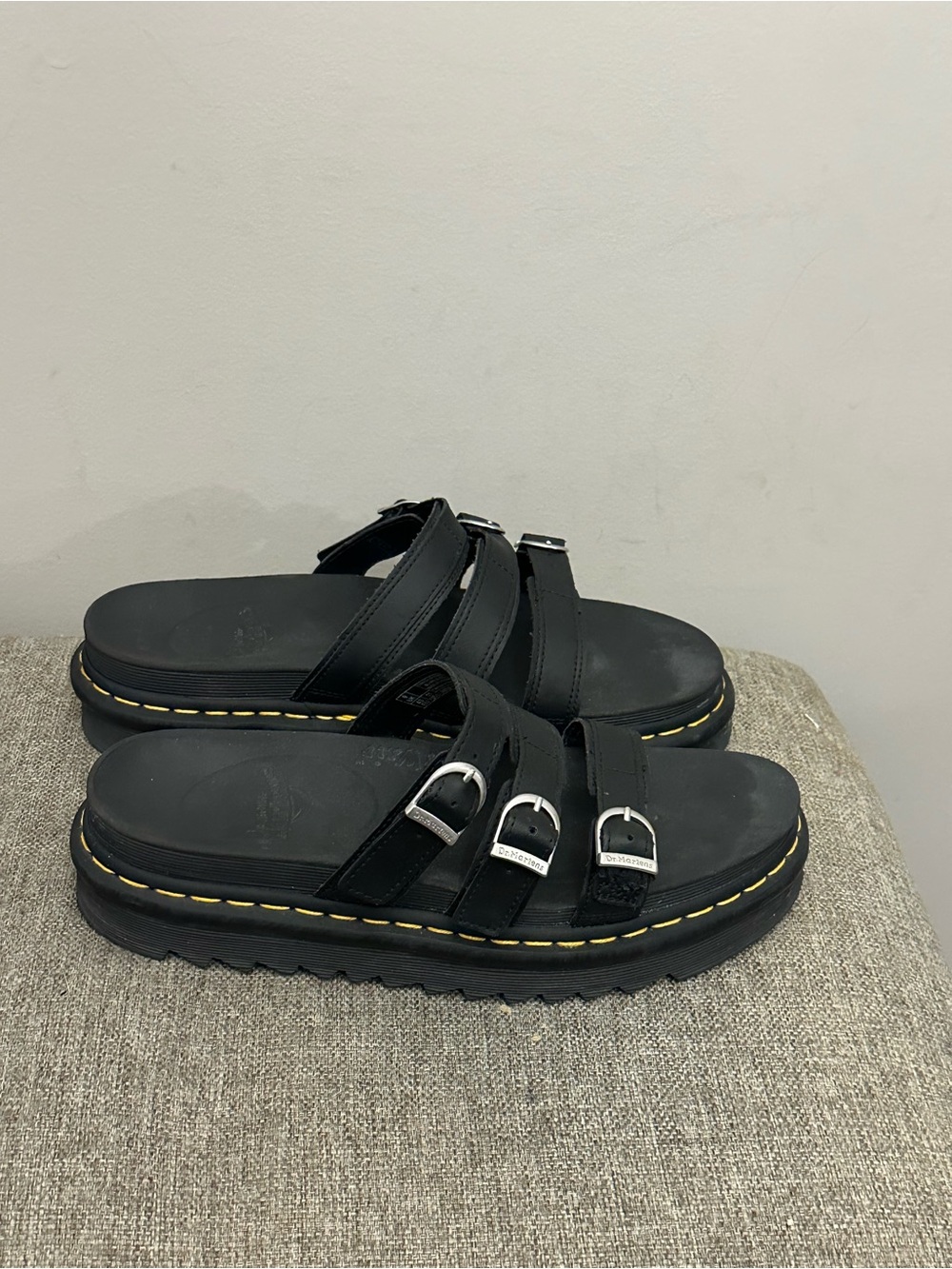 Dr. Martens Blaire Black Leather Slide Sandal Chunky Size 11